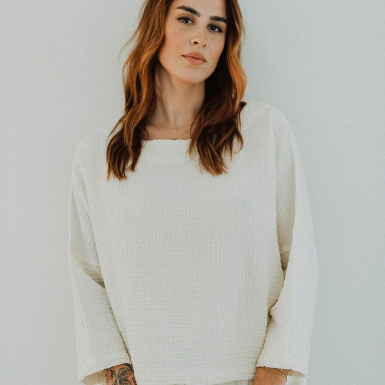 Pokoloko Crinkle Long Sleeve Boat Top - Image 2