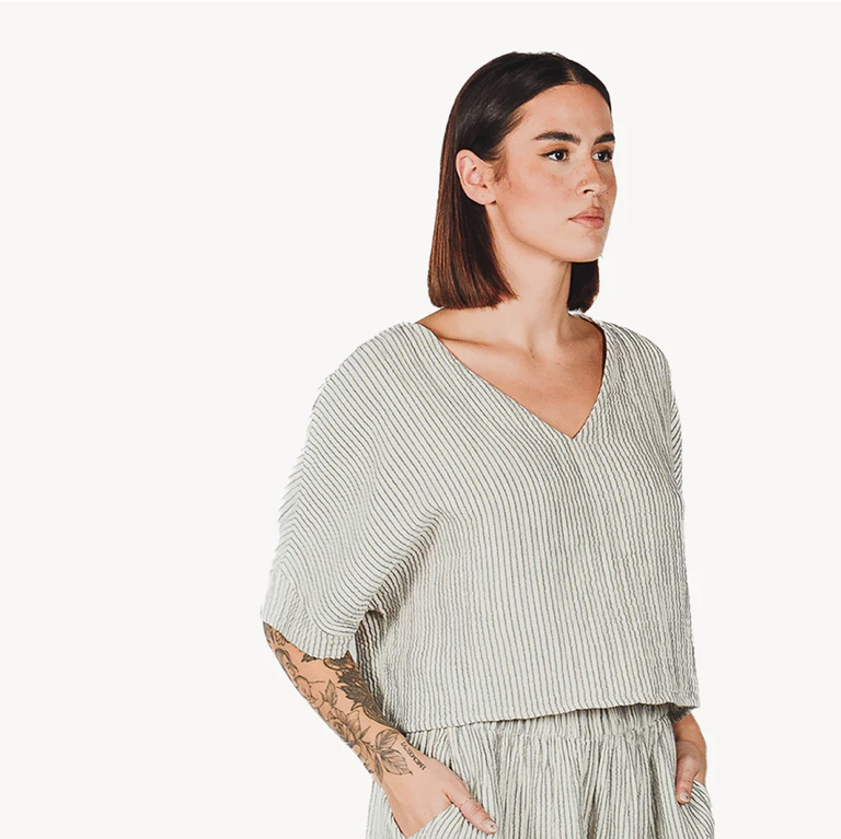 Pokoloko Crinkle Cropped Top - Striped - Image 2