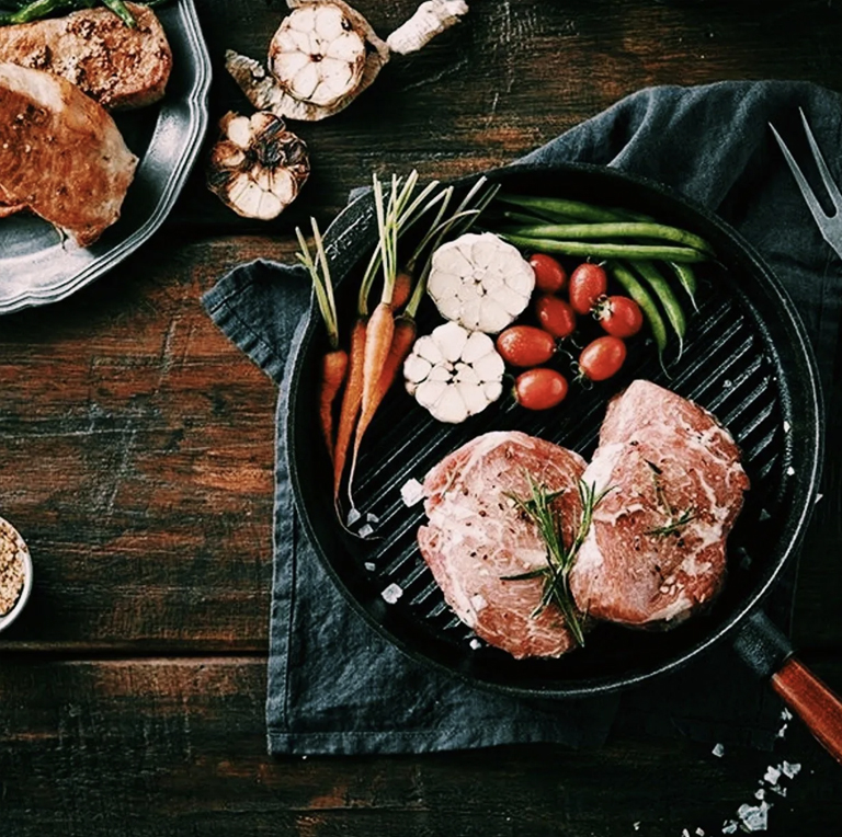 Skeppshult Cast Iron Grill Pan with Walnut Handle