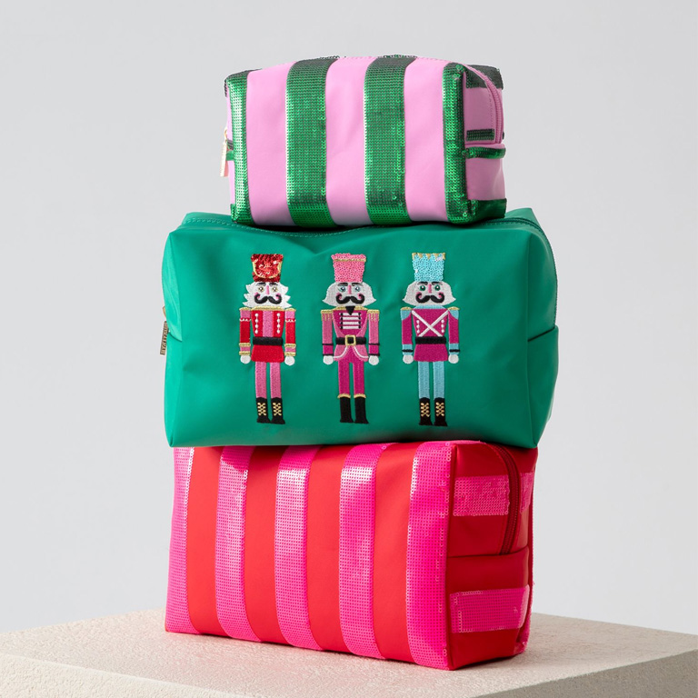 Shiraleah Cara Pouch - Pink and Green Stripe - Image 2