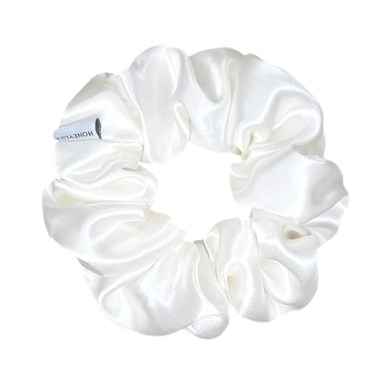 HoneyLux SIlk Scrunchie - White