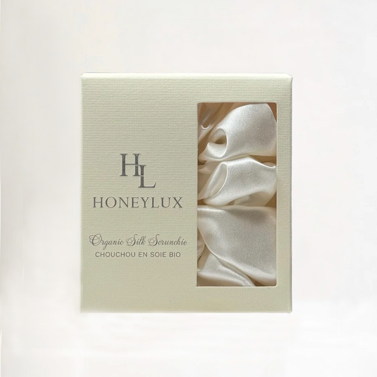 HoneyLux SIlk Scrunchie - White - Image 4