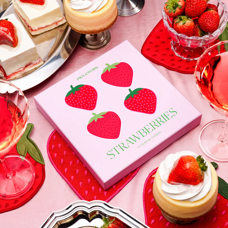 Piecework Puzzles Cocktail Napkins - Strawberry - Image 2