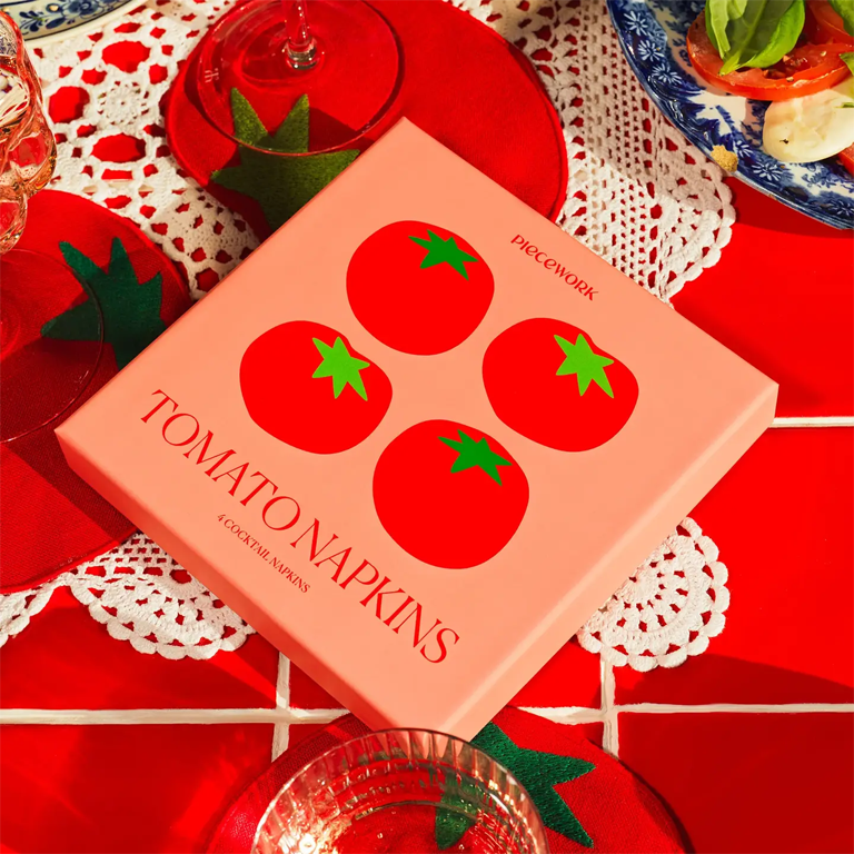 Piecework Puzzles Cocktail Napkins - Tomato - Image 2