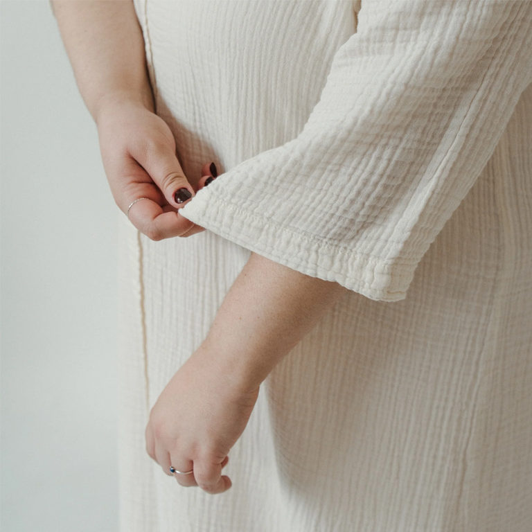 Pokoloko Crinkle Shirt Dress Plus - Cream - Image 2