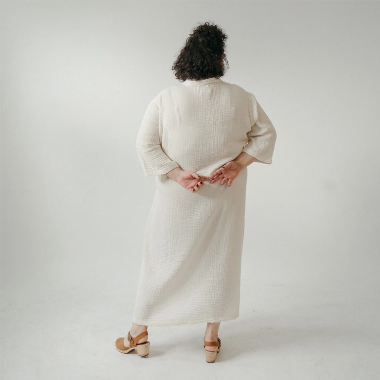 Pokoloko Crinkle Shirt Dress Plus - Cream - Image 3