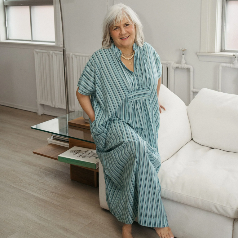 Pokoloko Sol Kaftan - Turquoise Stripe