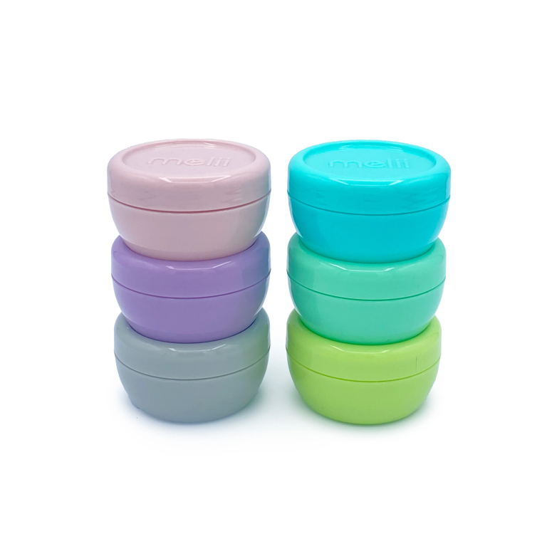 Melii Mini Condiment Containers Set of 6 - Pink/Purple/Grey/Blue/Mint/Lime